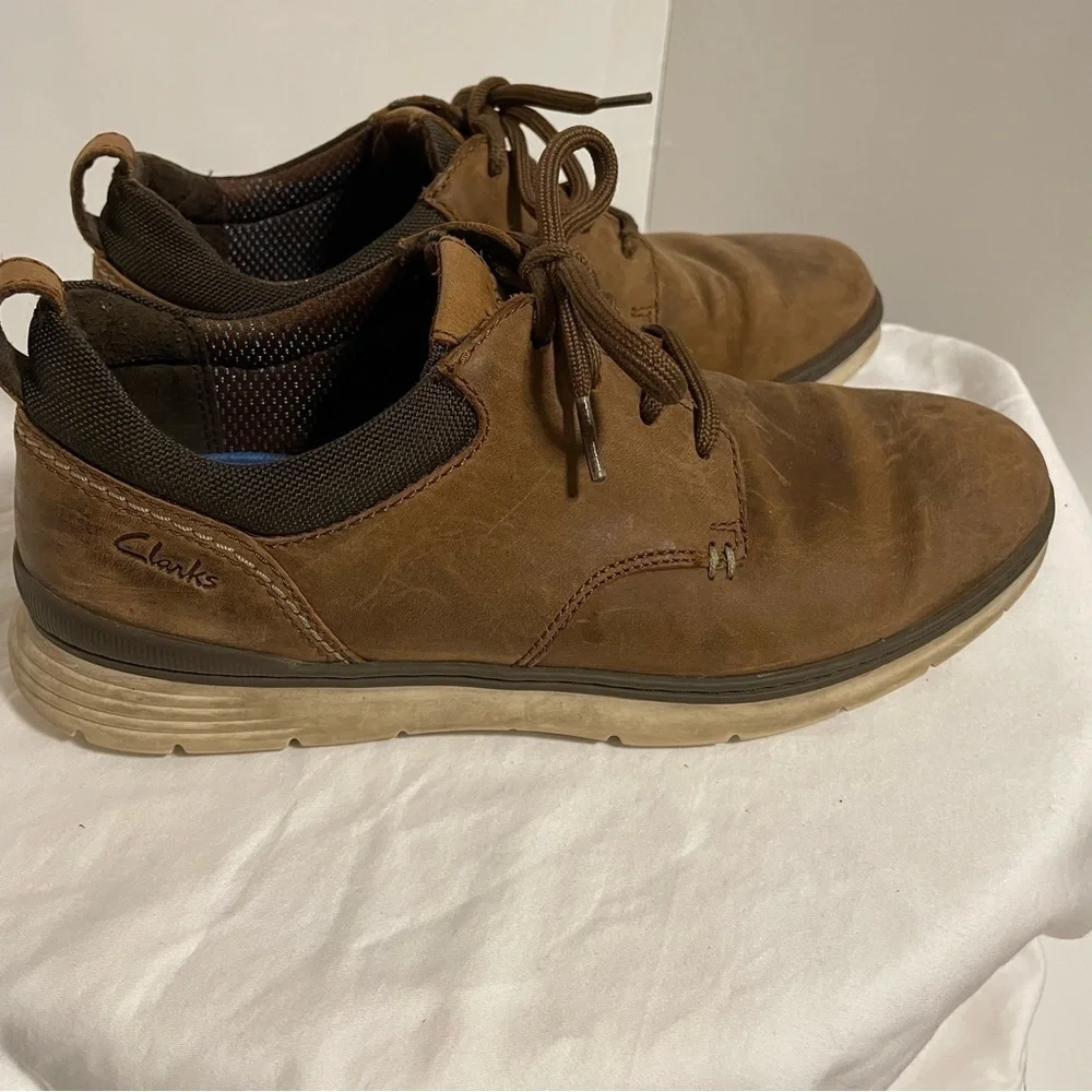 Clarks‎ Shoes Men’s Size 8.5 Braxin Low Comfort Oxford Brown workwear Y2K